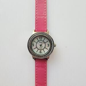 Vintage Watches Vivani Pink Leather Strap Mother Of Pearl Dial Womens Watch